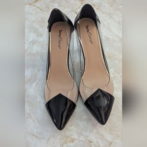 Torta Caliente Woman's Black & Clear Heel Shoes Size 8 M